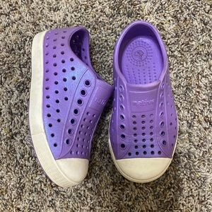 2 pair of Natives. Toddler size 8. Purple and pink (both iridescent)